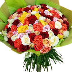 Фото товара 101 троянда мікс в упаковці в Калуші
