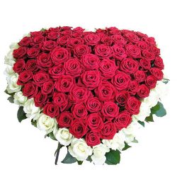 Фото товара 101 троянда серце - червона та біла в Калуші
