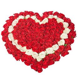 Фото товара 101 троянда серцем - червона, біла, червона в Калуші