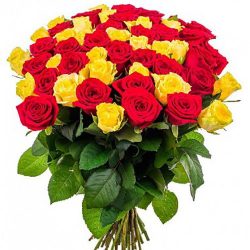 Фото товара 51 троянда: червона і жовта в Калуші