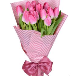 Фото товара 15 рожевих тюльпанів в Калуші