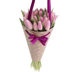 Фото товара 25 ніжно-рожевих тюльпанів в Калуші