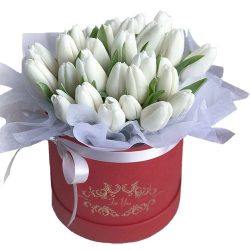 Фото товара 31 білий тюльпан у коробці в Калуші