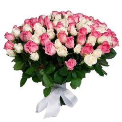 Фото товара 101 біла та рожева троянда в Калуші