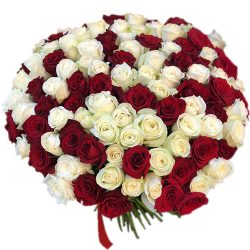 Фото товара 101 червона і біла троянда в Калуші