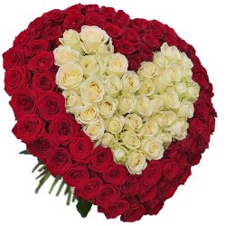 Фото товара Серце 101 троянда: біла та червона в Калуші