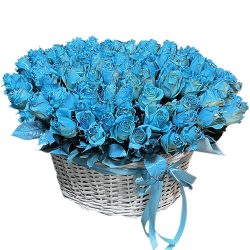 Фото товара 101 синя троянда в кошику в Калуші