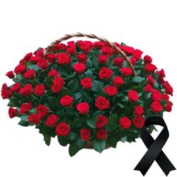 Фото товара 100 червоних троянд у кошику в Калуші