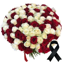 Фото товара 100 червоно-білих троянд в Калуші